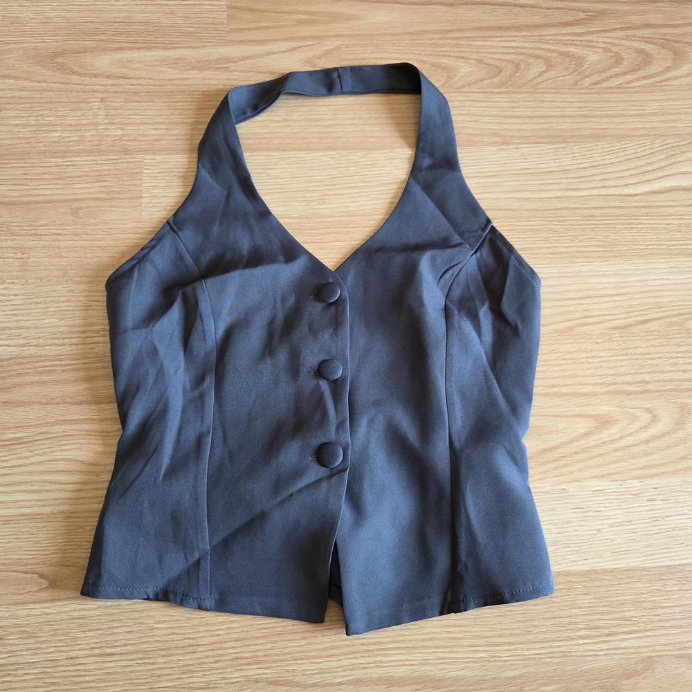 SHEIN Black Button-Up Vest